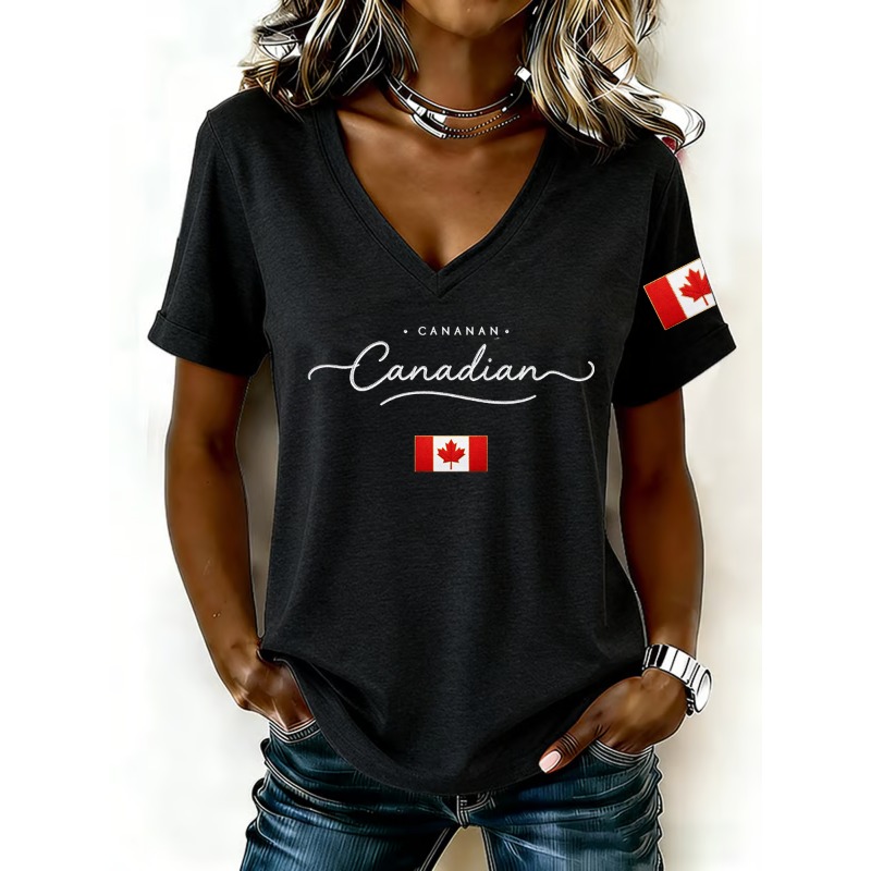 Summer Clothing Women Canada - Kanada Ulusal Bayrağı Baskı kadın T-Shirt
