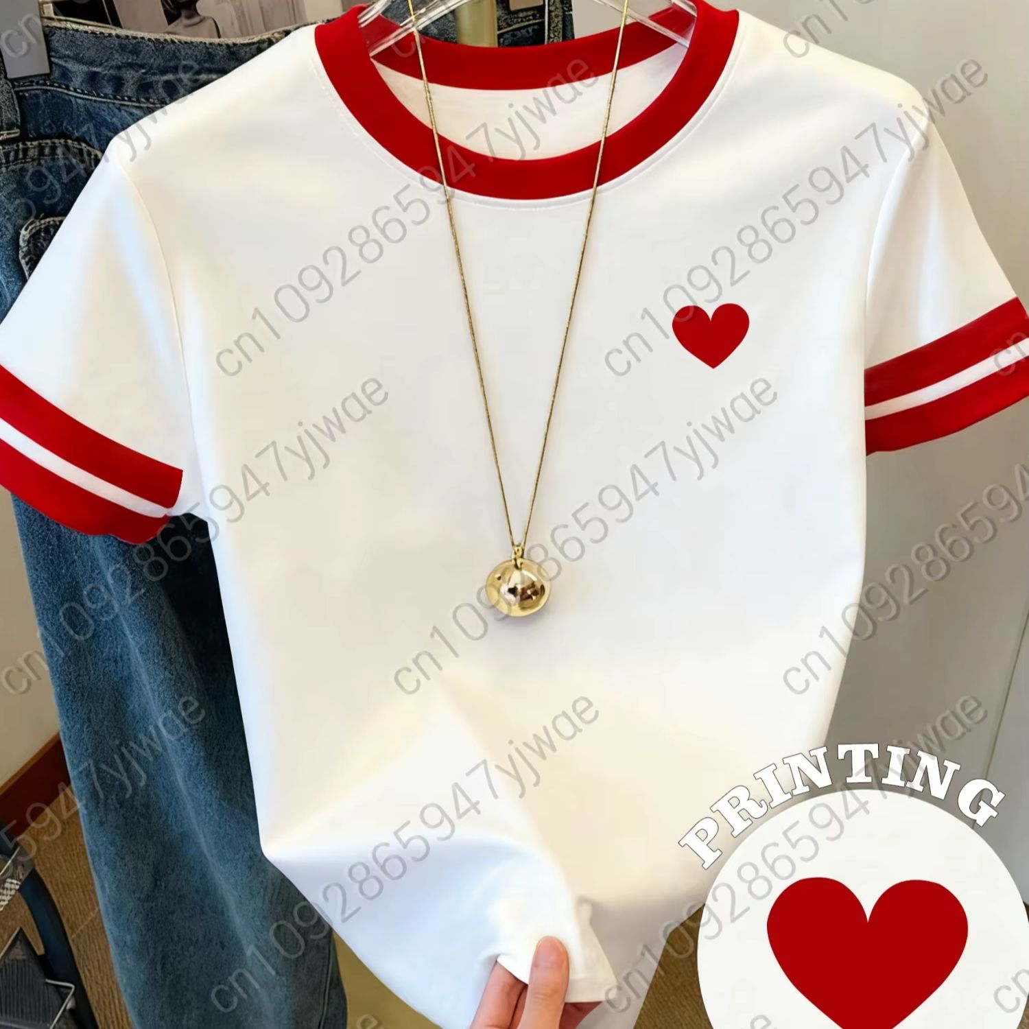 Summer Edit Clothing - Kadın Kısa Kollu Sevgililer Günü Baskılı