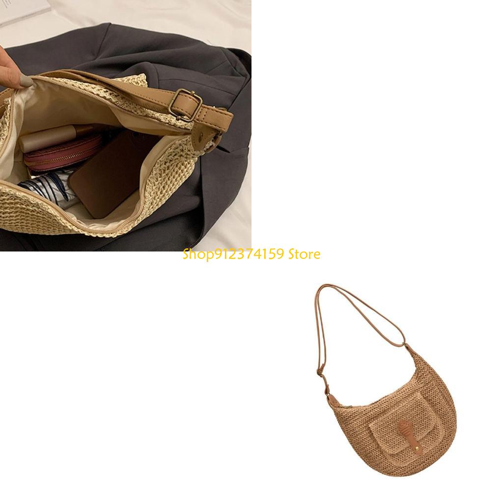 Beach Bag Straw - G5AE Kadın Hasır Plaj Çantası Basit
