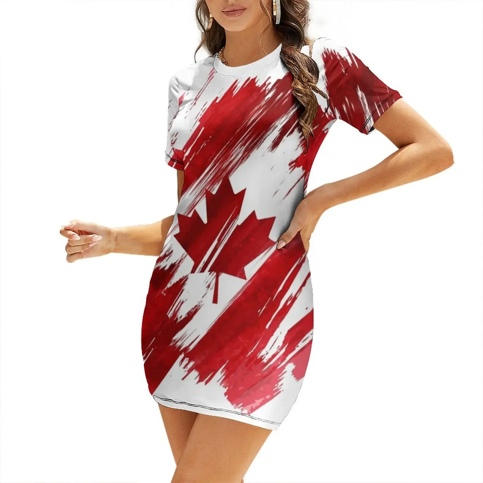 Summer Clothing Women Canada - Kanada Kısa Kollu Elbise zarif gece