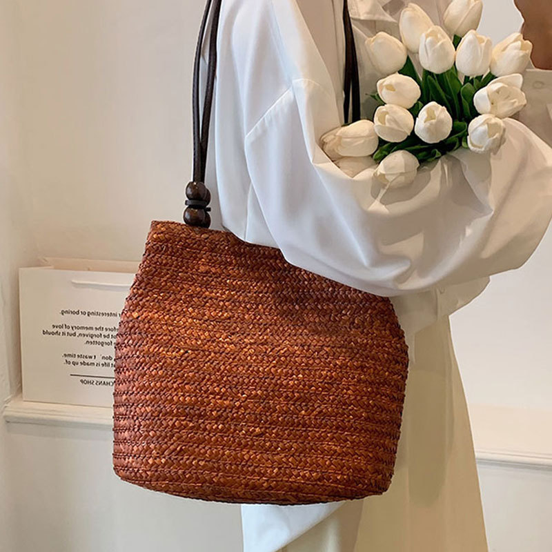 Beach Bag Straw - Kadınlar için rahat saman dokuma omuz