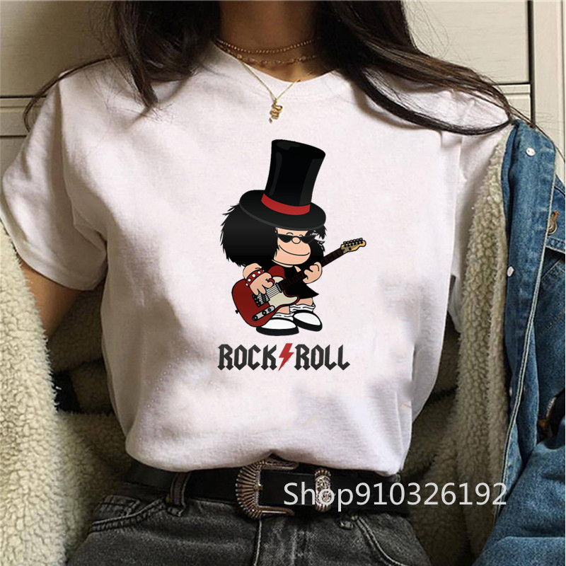 Summer Clothing Teens - Kaya rulo Mafalda tshirt komik baskılı