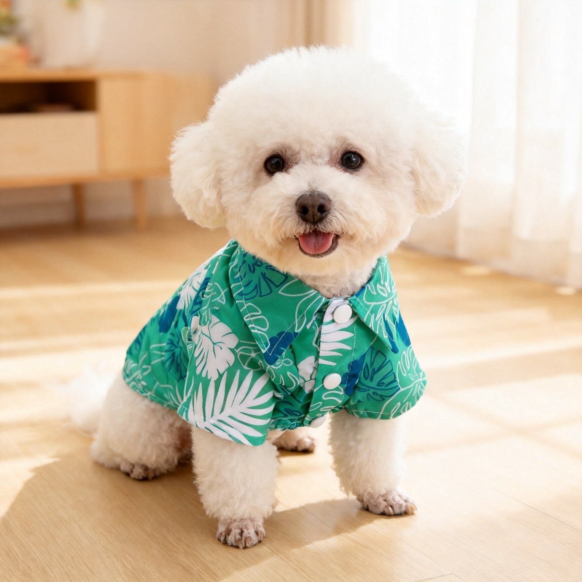 Summer Dog Clothing - Kedi Çiçekli Gömlek, Hafif İlkbahar ve