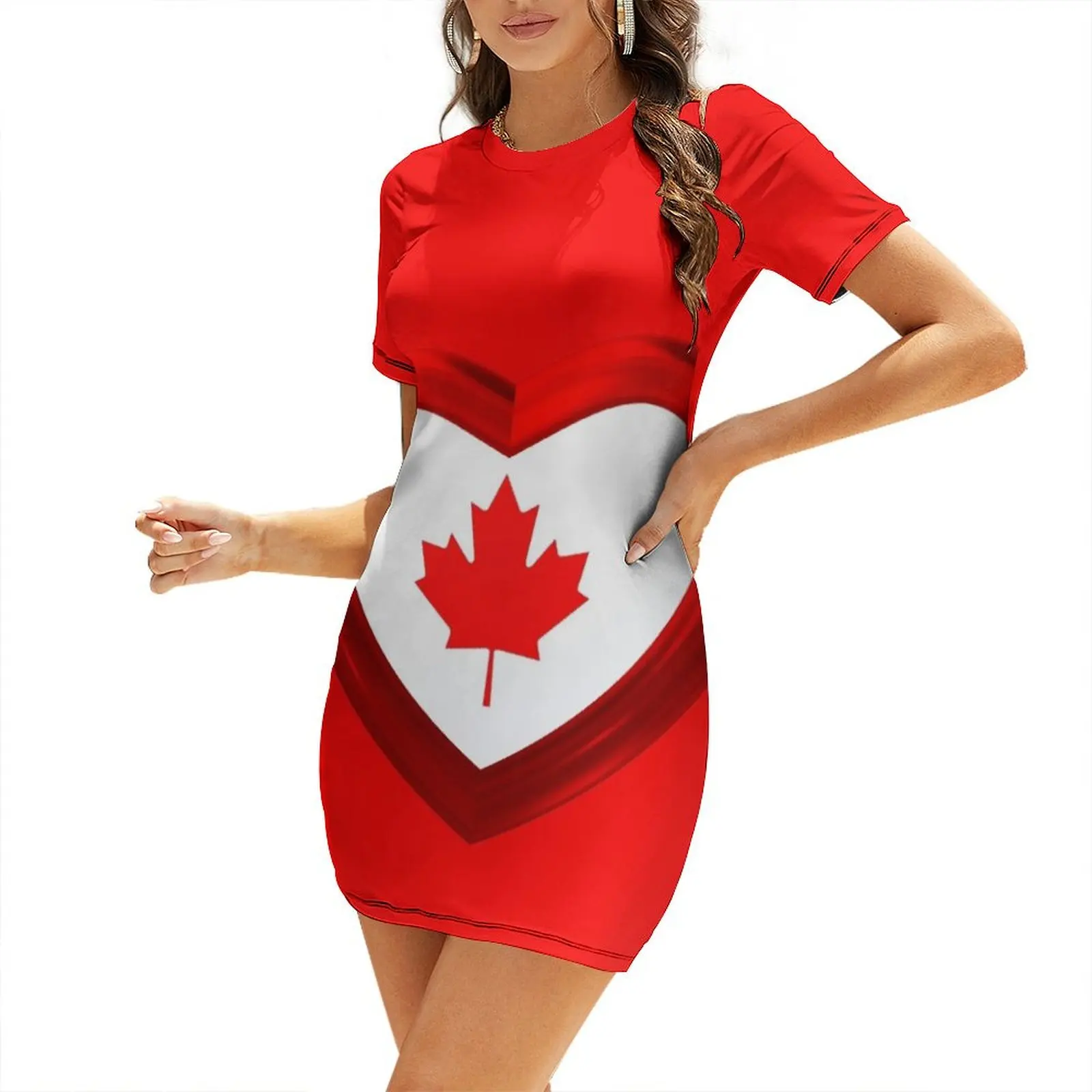 Summer Clothing Women Canada - Big love Kanada Kısa Kollu Elbise