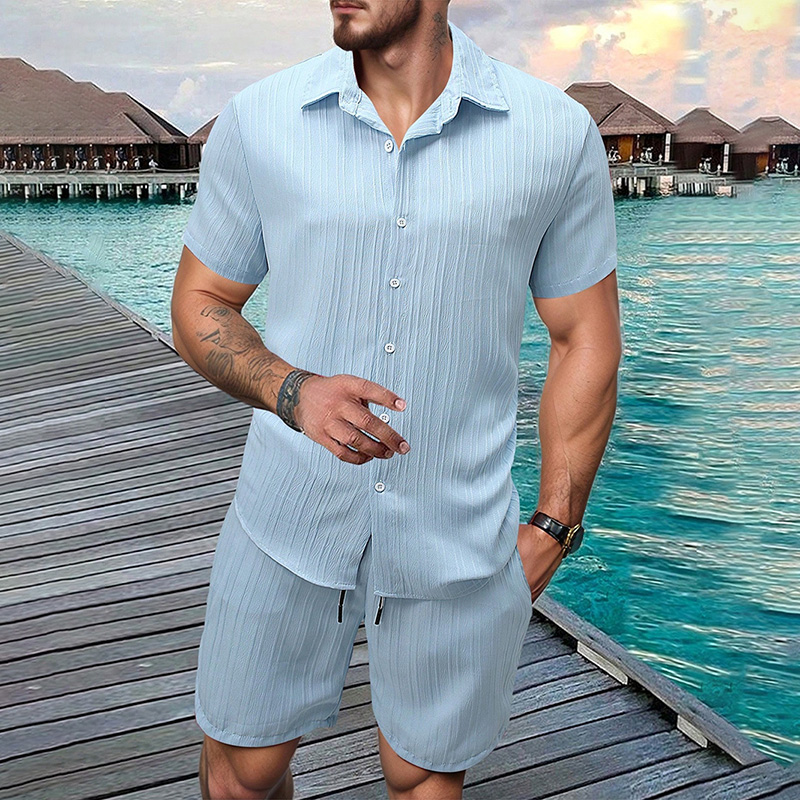Summer Clothing Mens - 2026 Yeni Erkek Dikey Kırışık Yaka