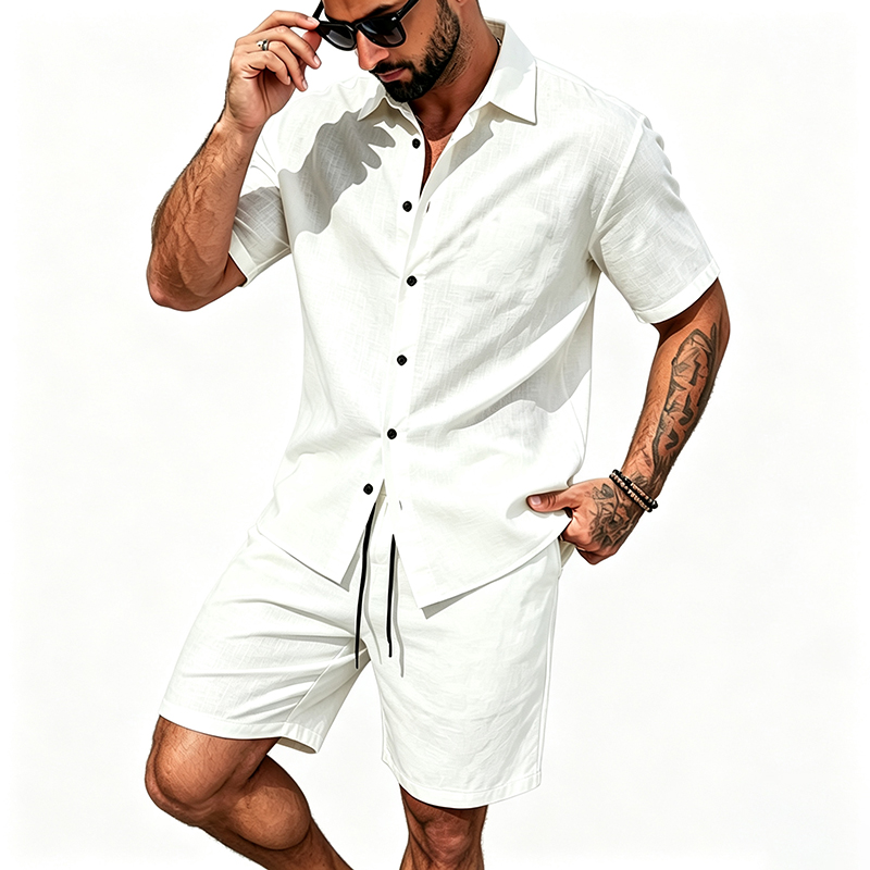 Erkekler Keten İki Parçalı Kıy - Summer Clothing Mens incelemesi ve fiyatı