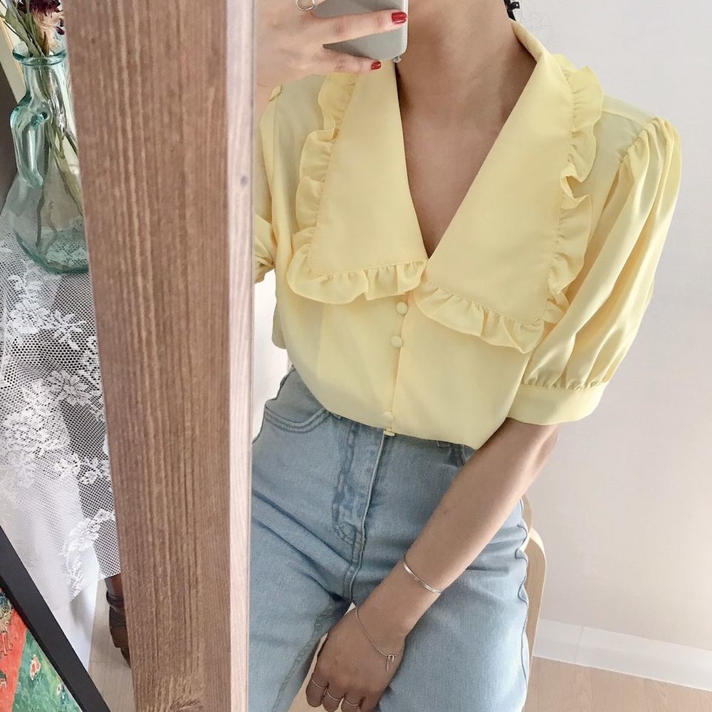 Kadın bluzlar katı Ruffles tat - Summer Clothing Teens incelemesi ve fiyatı