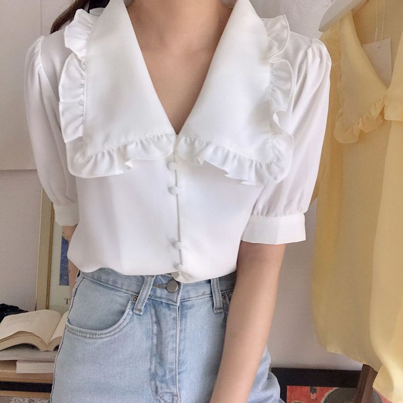 Kadın bluzlar katı Ruffles tat - Summer Clothing Teens incelemesi ve fiyatı