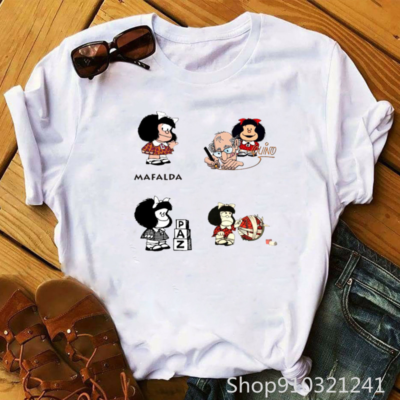 Kaya rulo Mafalda tshirt komik - Summer Clothing Teens incelemesi ve fiyatı