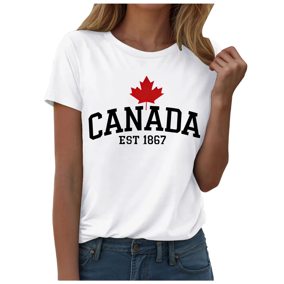 Akçaağaç Yaprağı Bayrağı T-Shi - Summer Clothing Women Canada incelemesi ve fiyatı