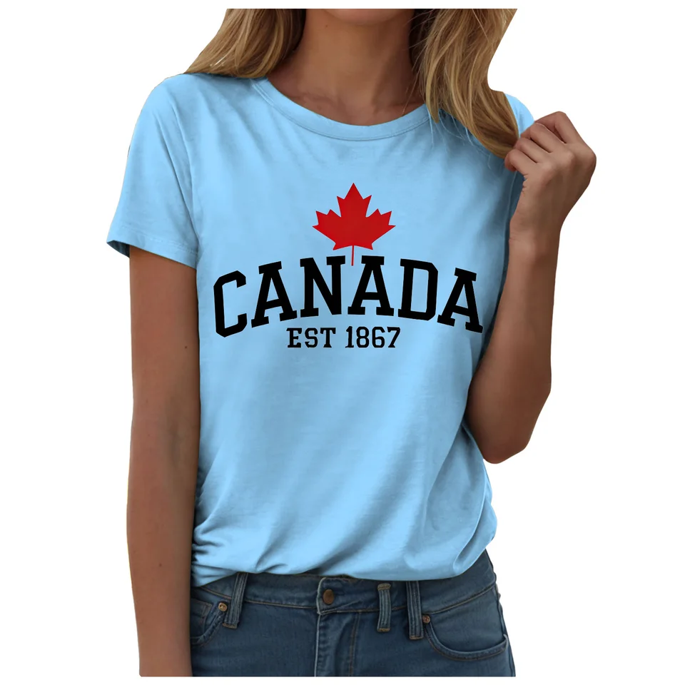 Akçaağaç Yaprağı Bayrağı T-Shi - Summer Clothing Women Canada incelemesi ve fiyatı