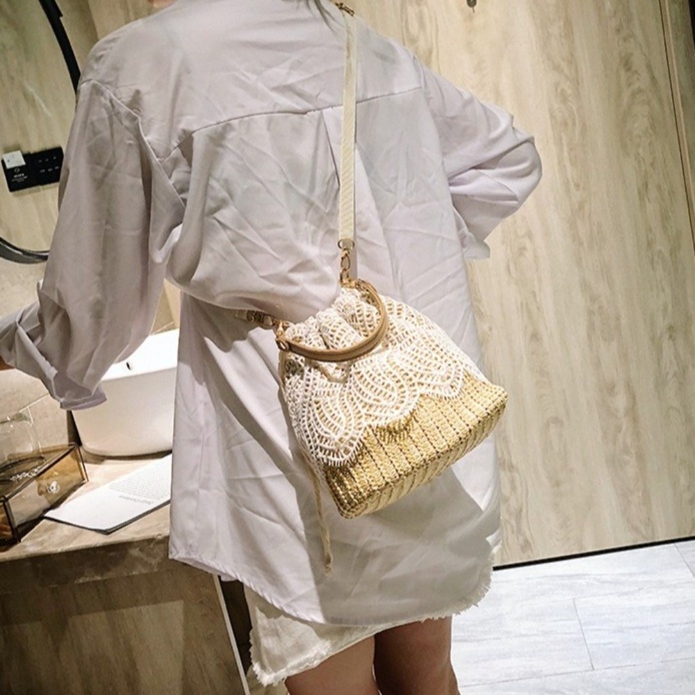 Vintage Dantel Hasır Omuz Çant - Beach Bag Straw incelemesi ve fiyatı