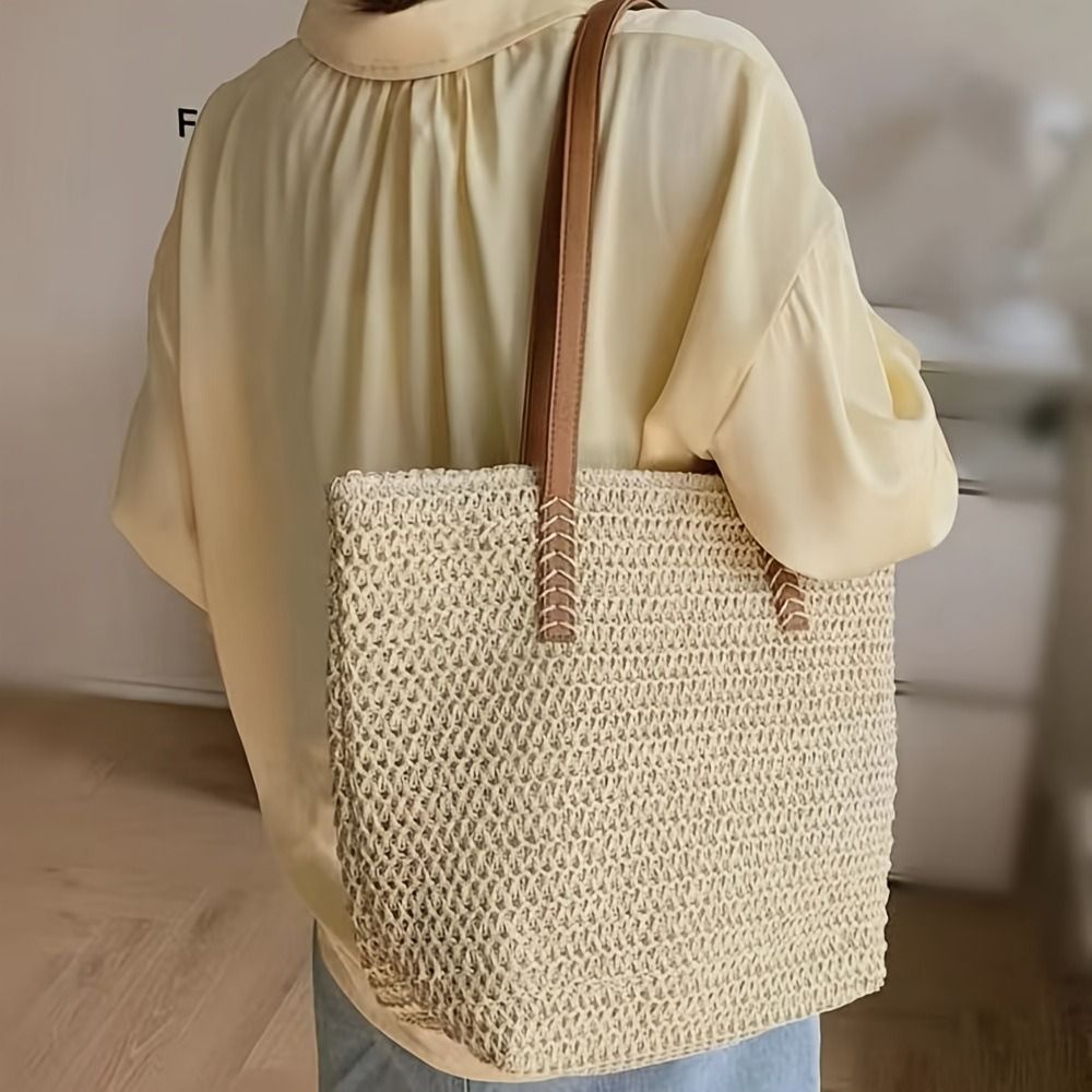 Sevimli Düz Renkli Hasır Örgü  - Beach Bag Straw incelemesi ve fiyatı